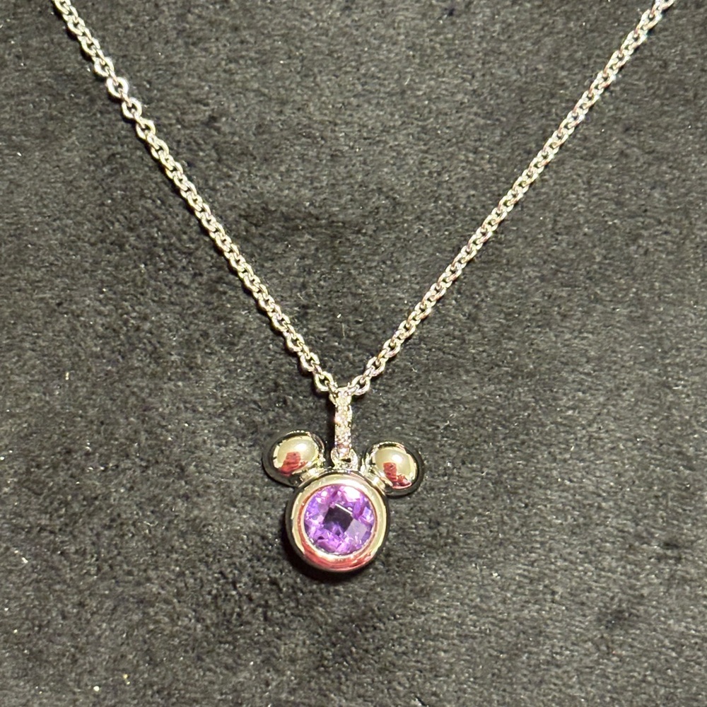 NWT Kay Disney Treasures Mickey Amethyst & Diamond Necklace